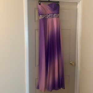 Purple Strapless Prom Dress